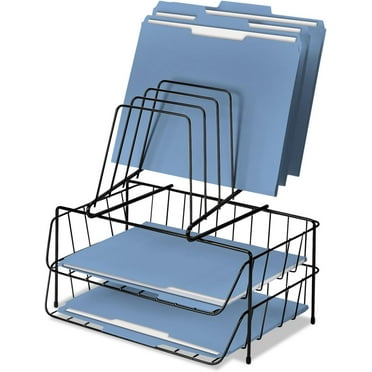 2 Letter Tray Organizer,w/Step File,13-7/8-Inch x10-1/8-Inch x14-Inch,BK