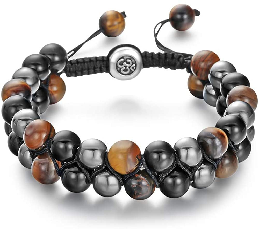 Natural Lava Rock Gemstone Beads Bracelets Lava Tiger Eye Beaded Bracelets Gifts 