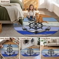 thumbnail image 5 of Nautical Anchor Round Area Rug 6Ft Washable Circle Rugs for Bathroom Office, Vintage Navy Blue Wooden Boards Country Non-Slip Carpet Floor Mats Indoor Outdoor Carpet Runner Aesthetic Home Decor, 5 of 8