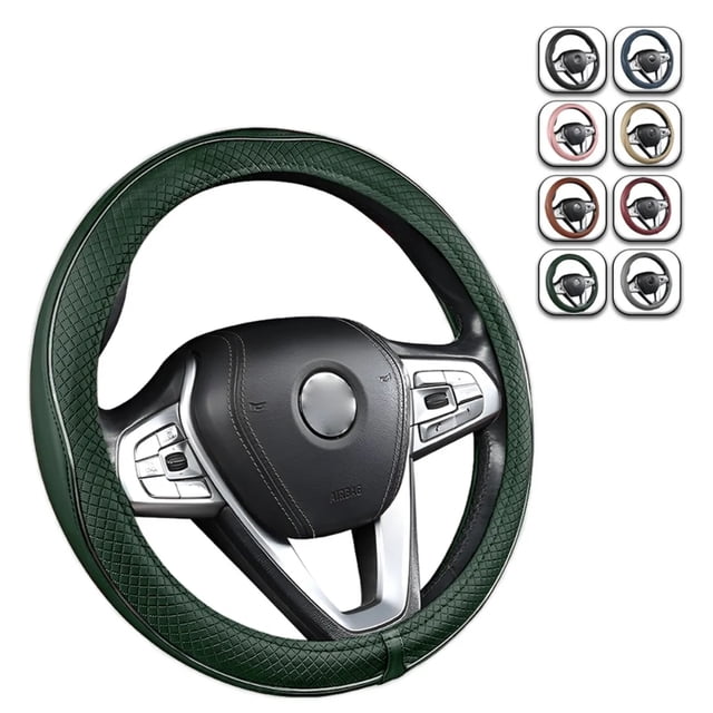 Funda Cubre Volante Antideslizante Gama Alta Redondo 38cm Modelo Verde