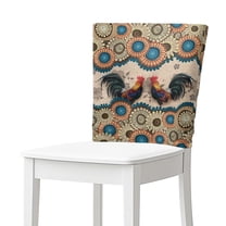 TSOVTHRID Chair Back Slipcovers Chair Back Cover Stretchable Chairs Back Protector Cover for Home Holiday Kitchen Dining Room Decoration, Boho Mandala Floral Rooster Chicken Print, Set of 4