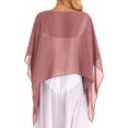 thumbnail image 4 of Women's Trendy Chiffon Capelet Batwing Sleeves Elegant Flowy Evening Wedding Shawl Wrap Sheer Mesh Asymmetric Hem Summer Sun Protection Cover Up Lightweight Beach Vacation Outfits, Pink One Size, 4 of 5