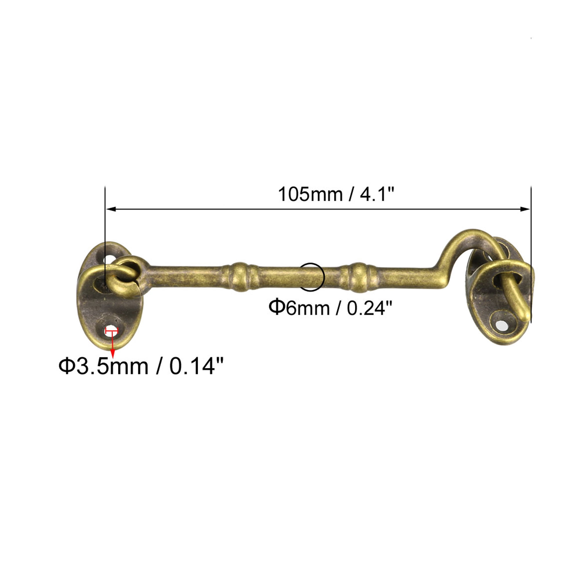 4.1/" Cabin Hooks Eye Latch Door Hook with Mounting Screws Antique Bronze 1 Set
