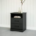 thumbnail image 3 of Prepac Rustic Ridge Farmhouse Nightstand Bedside Table, Black Nightstand for Bedroom, End Table with 2 Drawers and Open Shelf 16.25"D x 18.75"W x 24.5"H, BDNR-1602-1, 3 of 12