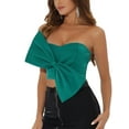 thumbnail image 4 of INSPIRE CHIC Women’s Strapless Sweetheart Neck Party Bustier Corset Bow Crop Bandeau Top Peacock Green M, 4 of 5