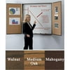 Ghent Magnetic Porcelain Whiteboard Cabinet with Cork Interior Doors, 4'H x 4'W, Mahogany