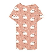 Sakmal Plus Size Moomoo Nightgowns for Women Cute Sleep Dress Short Sleeve Pink Nightgowns for Women