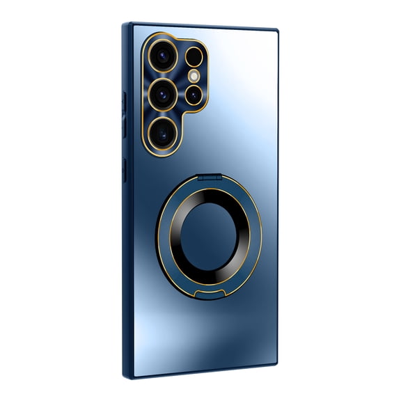 Designed for Samsung Galaxy S25 Plus Case, Skin Friendly Smoothly Magsafe Ring Bracket Drop Protection Cover Shockproof Ultra Slim Anti-Scratch Lightweight for Galaxy S25 Plus - Titaniumblue