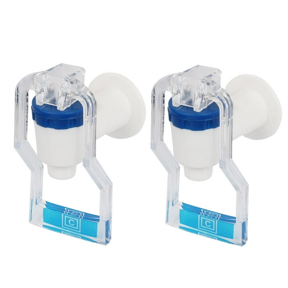 Unique Bargains Plastic Replacement Home Push Type Water Dispenser Tap Faucet Blue Clear 2Pcs