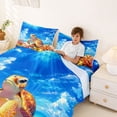 thumbnail image 4 of Manfei Cartoon Sea Turtle Full Size Sheets for Kids Boys and Girls, Colorful Coral Bed Sheets 4 Pieces, 1 Flat Sheet, 1 Fitted Sheet and 2 Pillowcases, 4 of 6