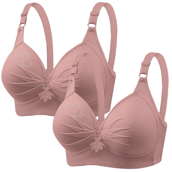 HomeGardon Bras 2PCs Push Up Bra for Women Plus Size Comfort Brassiere Wide Back Underwire Bra Hide Back Fat Smoothing Bra Seamless Underwire T-Shirt Bra Gathering Solid Bra 4XL
