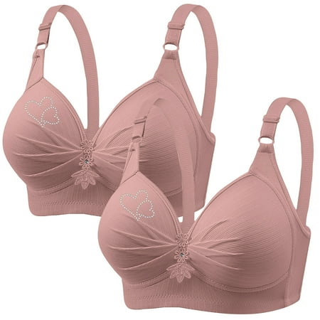 Diufon Wireless Bra for Women Seamless V Neck Full Coverage Bra Ladies Comfort Push Up Solid Color Bralette