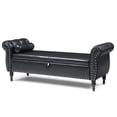 thumbnail image 3 of Modern Faux Leather End of Bed Storage Bench with Rolled Arms, Flip Top Upholstered Storage Ottoman Nailhead Trimmed Sofa Stool with Solid Wood Legs for Bedroom Living Room, 3 of 13