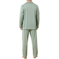 thumbnail image 3 of INSPIRE CHIC Men's 2 Pieces Long Sleeve Button Down Pocket Pattern Pajamas Set M Light Green, 3 of 5