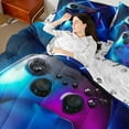 thumbnail image 4 of Castle Fairy Abstract Game Controller Boy Girl Bedding Comforter Set 7pcs,Gradient Teens Game Gamepads Queen Bedding Sets Super Cozy,Neon Lights Stripes Queen Sheet Sets,Ultra Soft Home Decor, 4 of 8