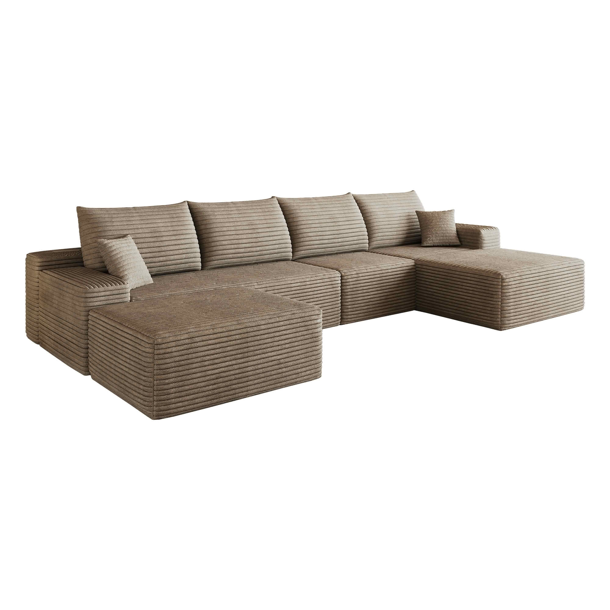 MAYEERTY 135 Inch L‑Shape Cloud Sectional Couch with Chaise, Modern Modular Deep‑Seat Sofa, Plush Corduroy Upholstered Couch, No Assembly Required for Living Room Bedroom Apartment
