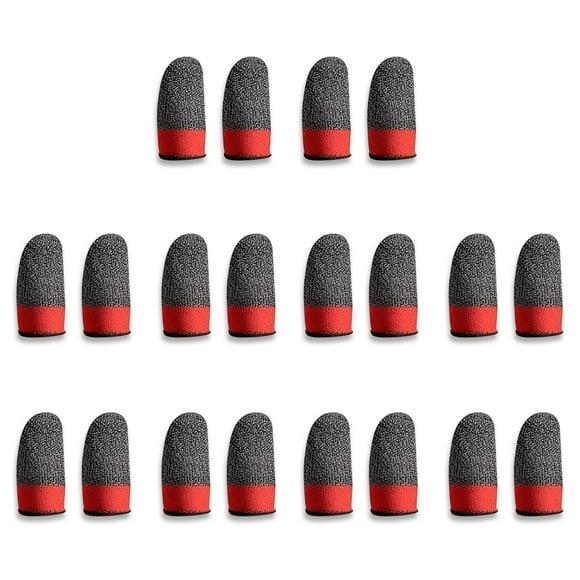 bedienty 10 Pairs Mobile Game Sleeves Breathable Anti-slip Sweat-proof Gaming Covers Silver Fiber Conductive Knitted Gloves Black Red 1Set