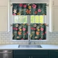 thumbnail image 3 of Kitchen Curtains 24 Inch Short - 3 Panel Set, Rod Pocket Window Curtain with Tropical Leaf Botanical Print, 100% Polyester for Farmhouse, Cafe, Kitchen, Bedroom, Easy Wash, 3 of 6