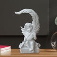 thumbnail image 6 of deevoka Cherub Figurines Craft Memorial Figure with Leaves Angel Statue for Bedroom Home left, 6 of 9