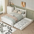 thumbnail image 2 of LegaHome Full Bed with Twin Size Trundle, Heavy Duty Full Size Platform Bed Frame with Headboard, Wooden Slats Support, Modern Bedroom Furniture Solid Pine Wood Daybed, No Box Spring Needed, White, 2 of 8