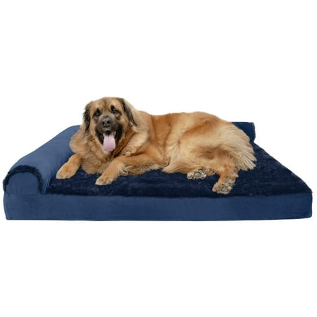 UPC: 0842229115567 | FurHaven Pet Products Plush & Velvet Deluxe Chaise Lounge Orthopedic Sofa-Style Pet Bed for Dogs & Cats – Deep Sapphire Jumbo Plus