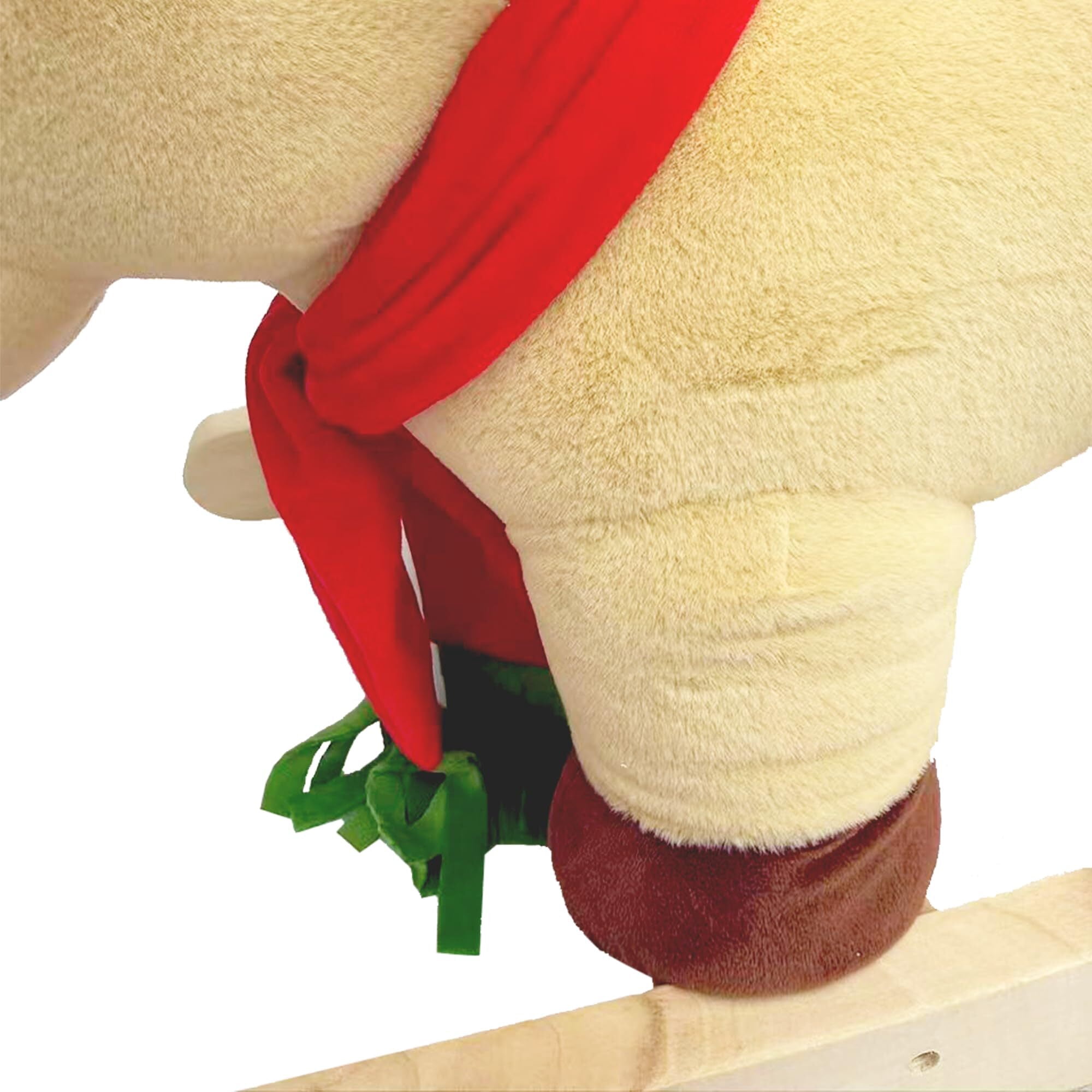 DIPU-Home Moose Ride-On Rocking with Lullaby Song, Hand Puppets, Safety Belt, Plush Rocking Horse for Ages 1-3, Interactive Kids Rocker, Apricot