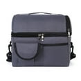 thumbnail image 1 of Bolsa de almuerzo con aislamiento grande Bolsa de preservación del calor Bolsa de refrigeración para mantener la leche materna Caja de almuerzo térmica de doble compartimento yeacher natural, 1 of 7