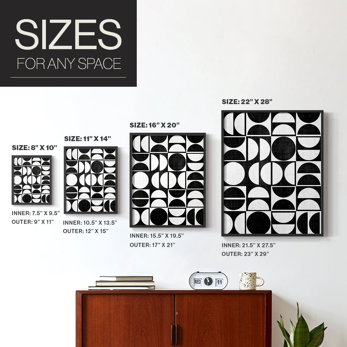 Modern Semis in Black Solid Wood 8 x 10 Framed Print