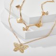thumbnail image 4 of Women's Necklace Multi-Element Gold Butterfly Pendant Necklace Gold Simple Boho Butterfly Adjustable Necklace Female Butterfly Delicate Layered Choker Necklace, 4 of 5