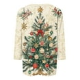 thumbnail image 5 of Christmas Tops for Women Graphic Wine Glass Santa Deer Printed 3/4 Sleeve T-shirts Crew Neck Plus Size Holiday Tees (XL, Beige), 5 of 5