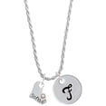 thumbnail image 1 of Delight Jewelry Heart with ''Softball'' and AB Crystal Silvertone Script Initial Disc - F - Charm Necklace, 20"+3", 1 of 4
