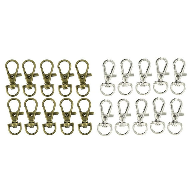 20pcs Broche Llavero Mosquetón Giratorio Langosta Metal DIY para Correas de