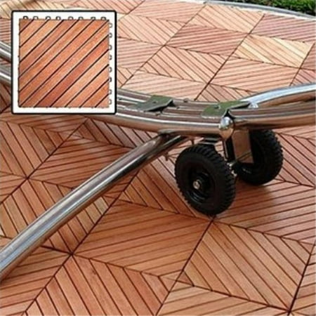 Outdoor Patio 12-Diagonal Slat Eucalyptus Interlocking Deck Tile (Set of 10 Tiles)  -