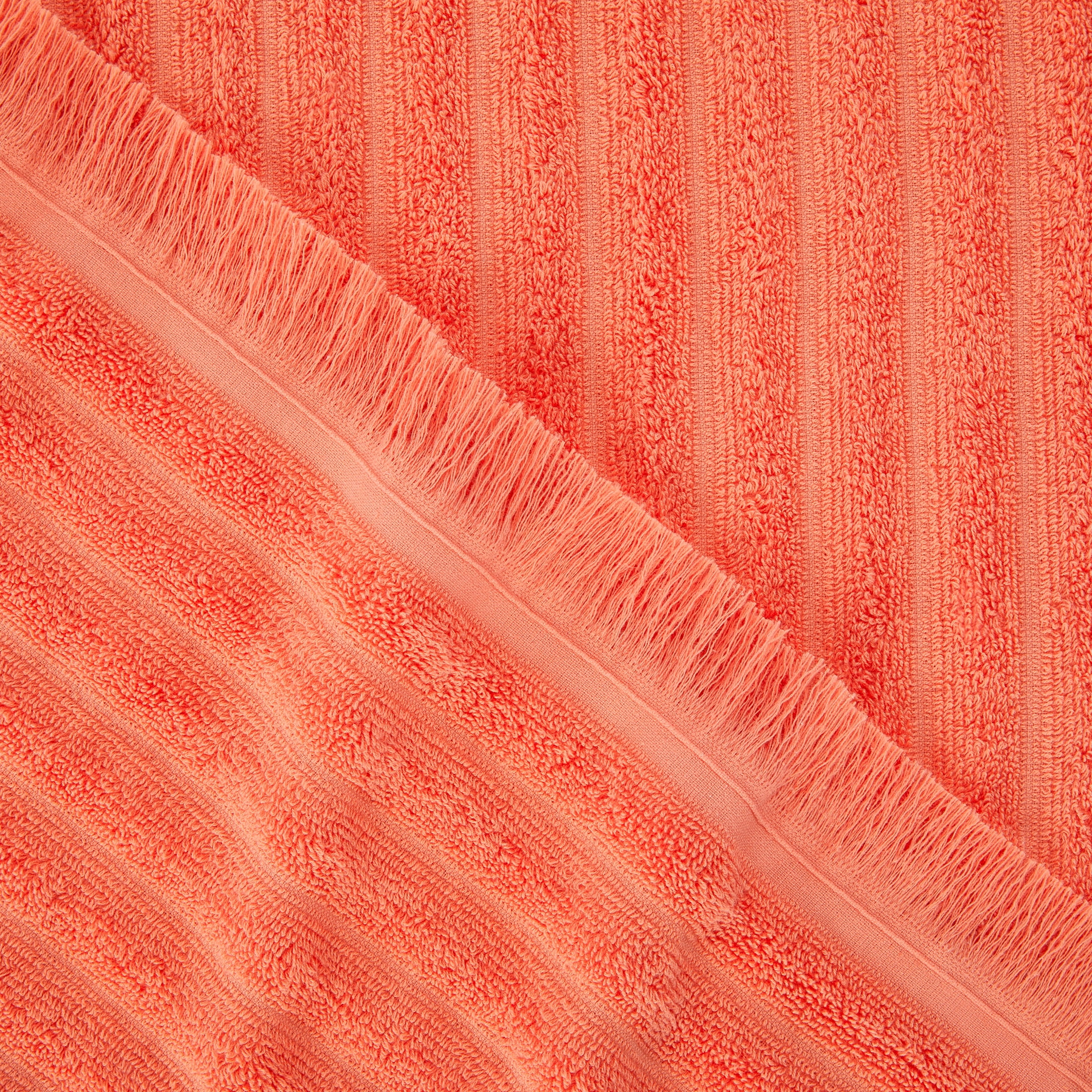 Mainstays by Becky G. & Alejandra 100% Cotton Performance Textured Bath Towel with Fringe, Mandarin Orange