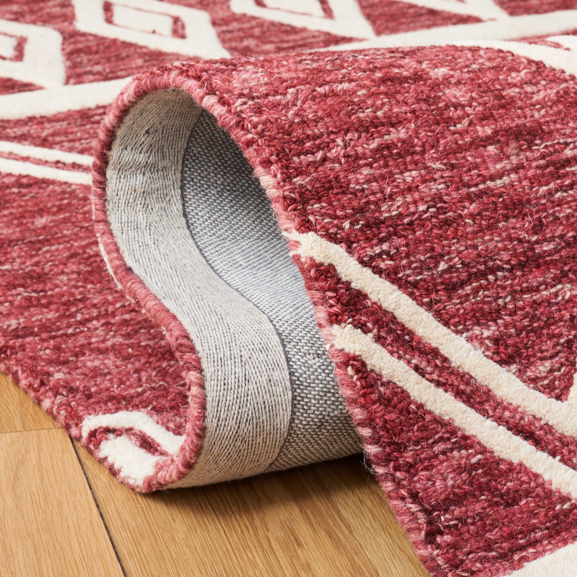 SAFAVIEH Abstract Torrey Geometric Wool Area Rug, Red/Ivory, 4' x 6'