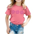 thumbnail image 1 of MEZZALL T-Shirt pour Filles Tout-Petits Imprimé Floral Col Rond Manches Courtes T-Shirt Décontracté Polyvalent, 8-9 Ans, 1 of 5