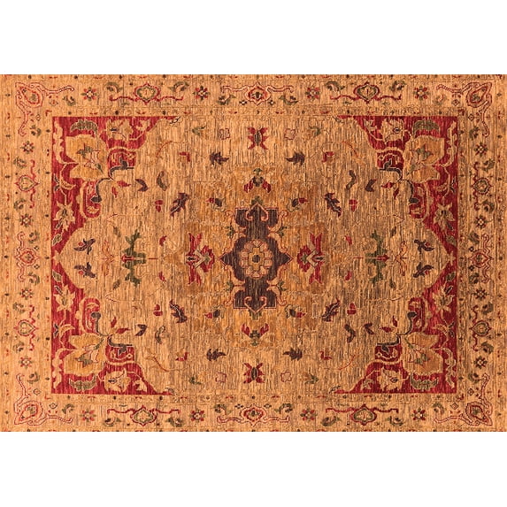 Ahgly Company Indoor Rectangle Oriental Orange Industrial Area Rugs, 2' x 5'