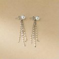 thumbnail image 3 of K-KED 925 Sterling Silver Tiny Pearl Beads Stud Earrings Tassel Womens-Gold, 3 of 7