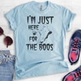 thumbnail image 2 of I'm Just Here For The Boos Shirt, Unisex Women's Men's Shirt, Funny Horror T-shirt, Ghost Shirt, Heather Light Blue, X-Small, 2 of 6