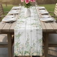 thumbnail image 4 of Watercolor Floral Table Runner - 108 Inch Long Spring Flowers Leaves Botanical Wood Grain Cotton and Linen Blended Dress Scarves Farmhouse Table Runner for Kitchen Dining, Coffee Table, 13" x 108", 4 of 8