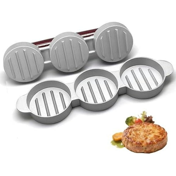 Sausage Patty Press,Mini Burger Press (Three 2.64-Inch Molds) Slider Burger Press to Make 3 Patties at A Time, Press Patty Maker for Mini Hamburger, Barbecue, Picnic, Camping, Etc