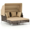 thumbnail image 1 of Gymax Daybed w/ Retractable Canopy PE Wicker Rattan Patio Double Chaise Lounger Brown, 1 of 9
