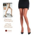 thumbnail image 4 of G&Y Women's Sheer Tights - 20D Control Top Pantyhose with Reinforced Toes, 3 Pairs, Coffee, M, 4 of 6