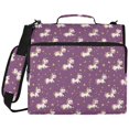 thumbnail image 2 of Zipper Binder with Shoulder Strap 2 inch 3 Ring Waterproof File Folder Organizer Bag 500 Sheet Cartoon Unicorns and Stars, 2 of 8
