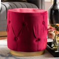 thumbnail image 4 of Baxton Studio Gaia Tissu en Velours Rembourré Or Finition Pouf en Rouge, 4 of 6