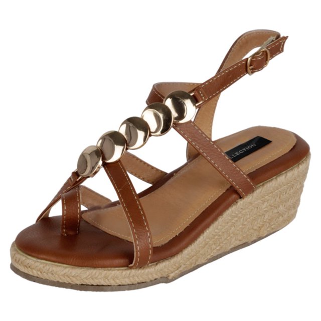 Sandalias con plataforma Naia en Piel vegana – Café