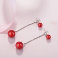 thumbnail image 1 of Langgg Imitation Pearl Earring Ears Drop Red Ball Trendy Exquisite Earrings Cute Ear Line Jewelry Girl Summer Accessory, 1 of 6