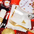 thumbnail image 4 of 175pcs Christmas Plastic Plates - White Red Disposable Plates - Christmas Train Plates include 50 Plates,75 Silverware, 25 Cups, 25 Napkins for Christmas Party, 4 of 16