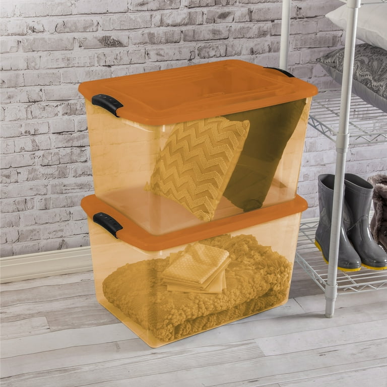 Sterilite Large Storage Bin, 66 Quart Latch Box Plastic Adult With