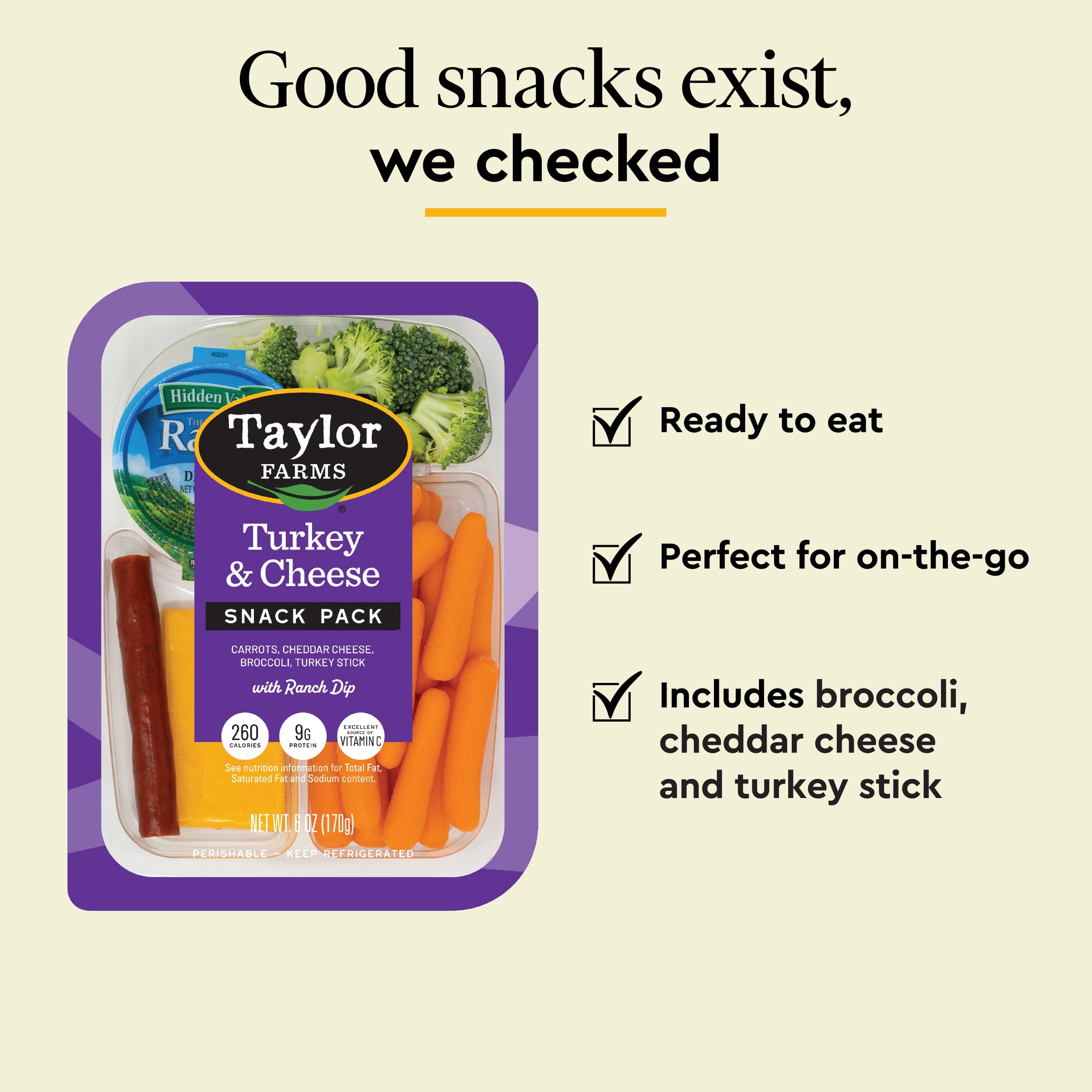 Taylor Farms Turkey & Cheddar Snack Tray, 6 oz, Refrigerated